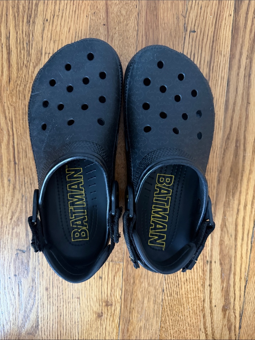 Rare CROCS Black Slip-On Clogs with Yellow Logo